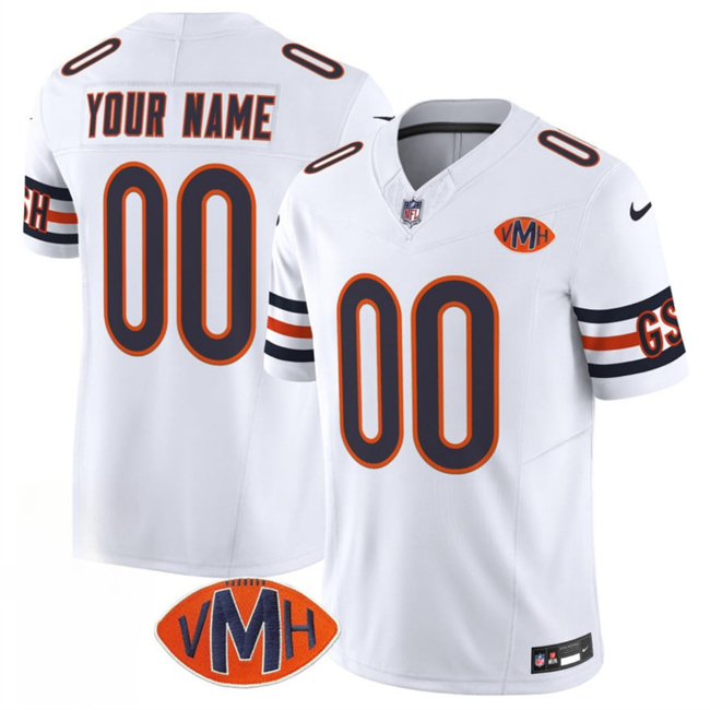 Men's White Chicago Bears Active Player Custom 2025 F.U.S.E. With VMH Patch Vapor Untouchable Limited Stitched Football Jersey
